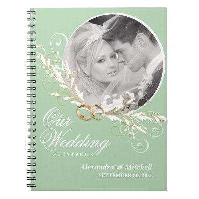 Custom Photo Wedding Guestbook - Sage and White Spiral Notebook