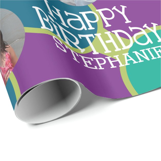 Custom Photo Whimsical and Colorful Birthday Wrapping Paper 1/4