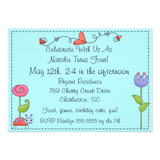 Custom Photo Whimsical Bug Birthday Invitation