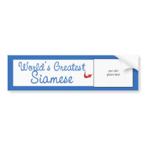 Custom Photo! Worlds Greatest Siamese Bumper Stickers