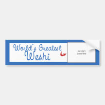 Custom Photo! Worlds Greatest Weshi Bumper Sticker
