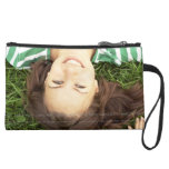 Custom Photo Wristlet Purse for Cell Phone Sueded
