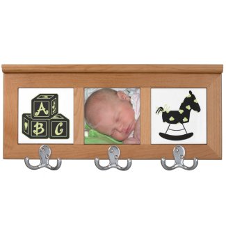 Custom Photograph Black and Green Baby Coat Rack