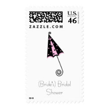 Custom Pink & Black Chic Bridal Shower Postage Stamp