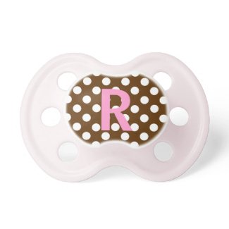 Custom Pink &amp; Brown Monogram Baby Pacifier