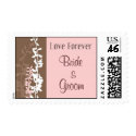 Custom Pink & Brown Wedding Stamp