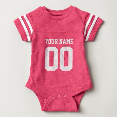 Custom pink football jersey number baby bodysuit