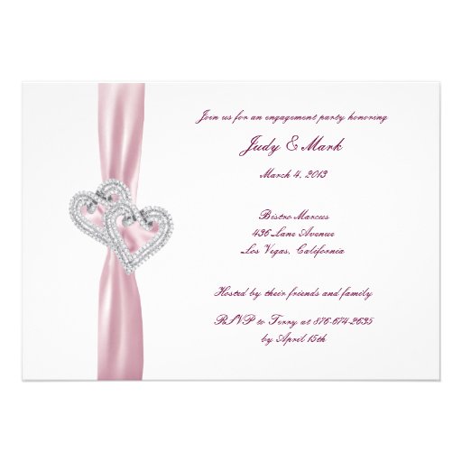 Custom Pink Hearts Engagement Party Invitation