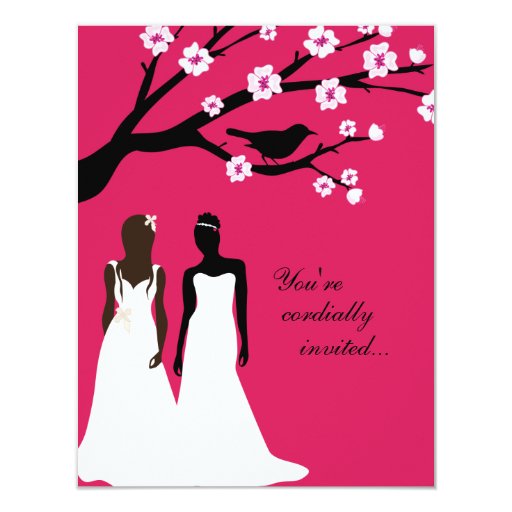 Custom Pink Lesbian Wedding Invitation Zazzle