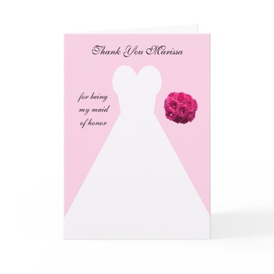 Custom Pink Maid of Honor Thank You Card