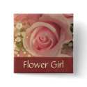 Custom Pink Rose Flower Girl button by perfectpostage Custom Pink Rose Flower Girl button