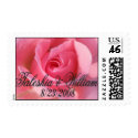 Custom pink rose for bride and groom postage