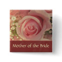 Custom Pink Rose Wedding Button -