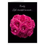 Custom Pink Roses Be My Bridesmaid Card