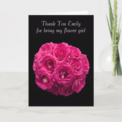 Custom Pink Roses Flower Girl Thank You Card