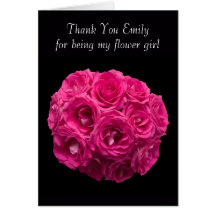 Custom Pink Roses Flower Girl Thank You Card
