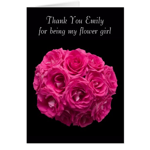 Custom Pink Roses Flower Girl Thank You Card