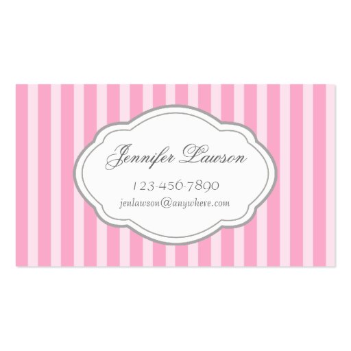 Custom Pink Striped Business Card Template (front side)