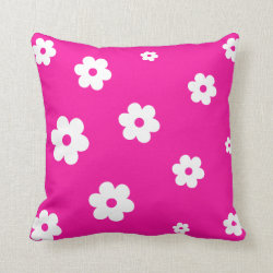 Custom Pink Throw Pillows With White Flowers