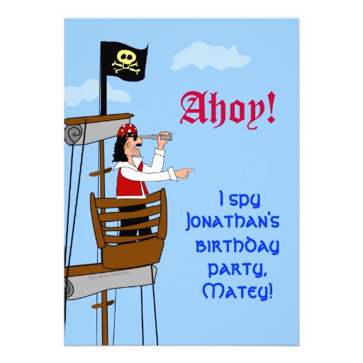 Custom Pirate Birthday Party Invitations Ship