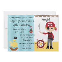 Custom Pirate Boy Birthday Party Personalized Invite