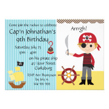 Custom Pirate Boy Birthday Party Personalized Invite