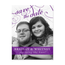 Custom Plum & Pewter Save the Date postcards