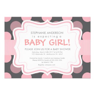 Custom polka dots baby girl shower custom invitations