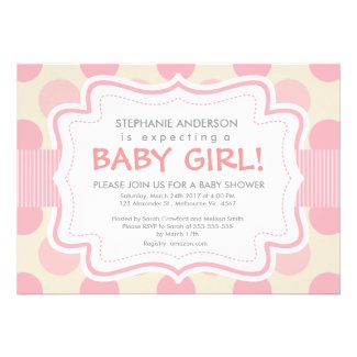 Custom polka dots baby girl shower invites