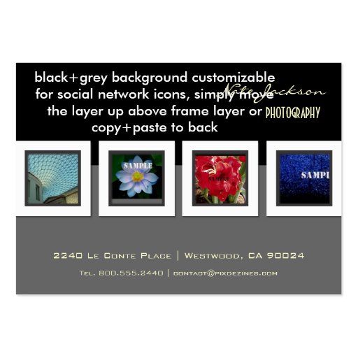 Custom Portfolio business cards photos template (back side)