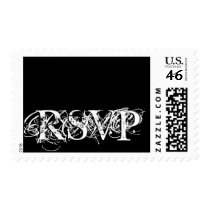 Custom Postage Stamp "RSVP" White & Black by monogramgallery Custom Postage Stamp "RSVP" White & Black