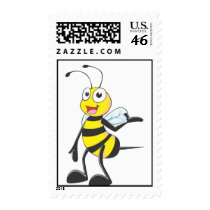 Custom Postage Stamps | Yellow Happy Bee Come