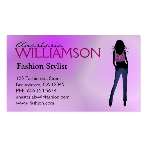 Custom Printed Fashion Stylist Business Cards (back side)