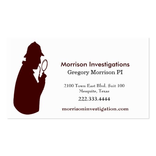 Custom Private Investigation Business Card (front side)