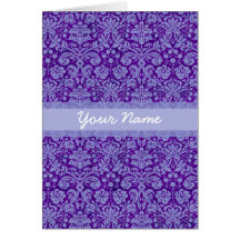 Custom Purple Damask Cards