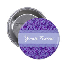 Custom Purple Damask Pinback Button
