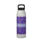Custom Purple Damask Reusable Water Bottle