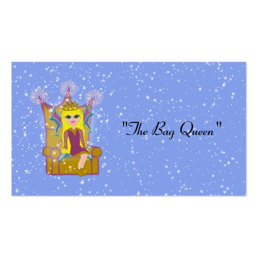 Custom Queen Fairy Long Blonde Hair Green Eyes Business Card Template (front side)
