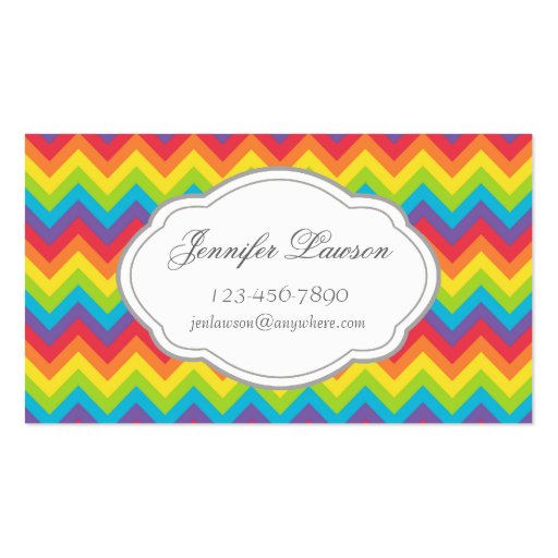 Custom Rainbow Zigzag Pattern  Business Cards (front side)