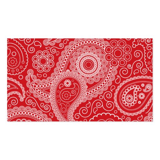 Custom Red Paisley Business Card Template (back side)