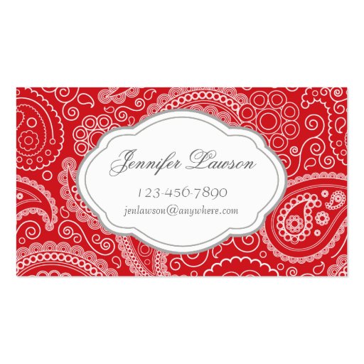 Custom Red Paisley Business Card Template (front side)
