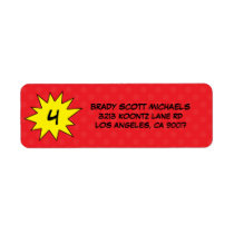 Custom Red Save the Day Superhero Return Address Labels