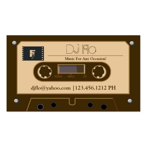 Custom Retro Cassette Tape DJ Business Cards (front side)