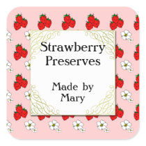 Custom Retro Strawberry Pattern Canning Sticker stickers