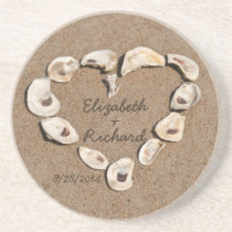 Custom Romantic Name Sea Shell Heart Coaster coasters