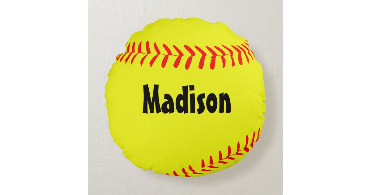 Custom Round Softball Pillow Zazzle