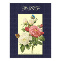 Custom RSVP Botanical Pink Yellow Roses Postcard