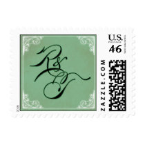 Custom sage green, black and white stamp