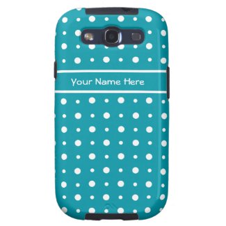 Custom Samsung Galaxy S3 Case, Polka Dots, Teal