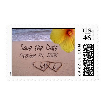 Custom save the date beach postage